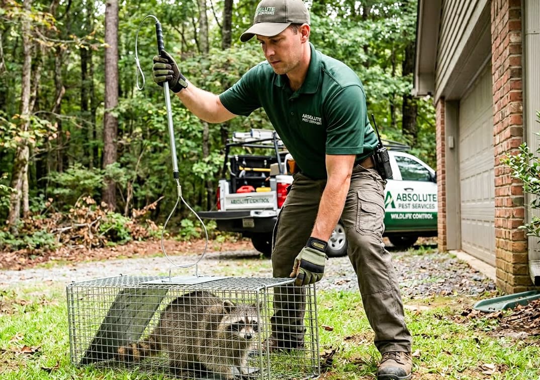 APS technician performing humane wildlife removal